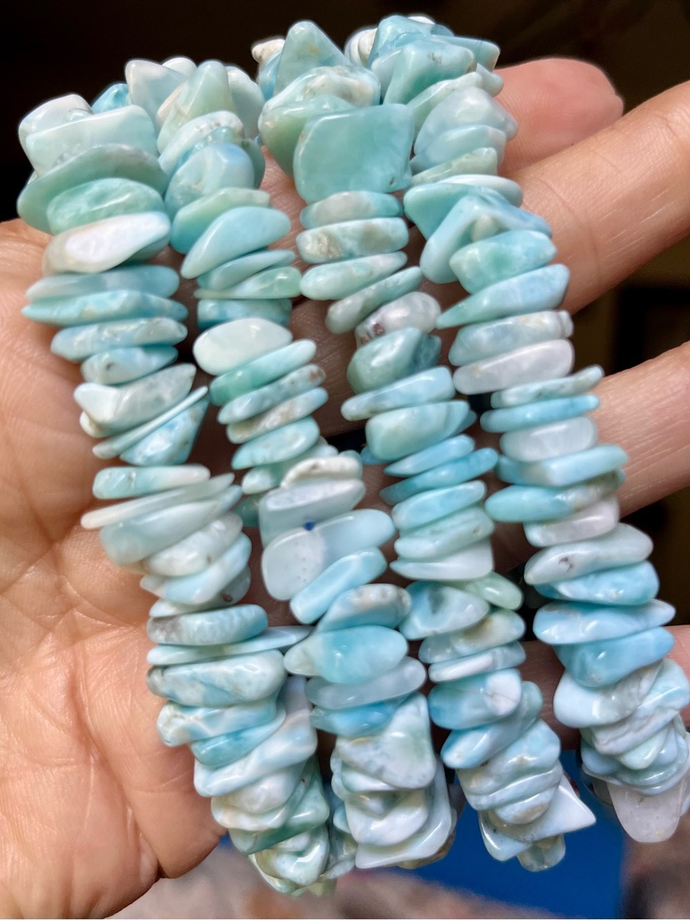 Genuine Larimar chip bracelet